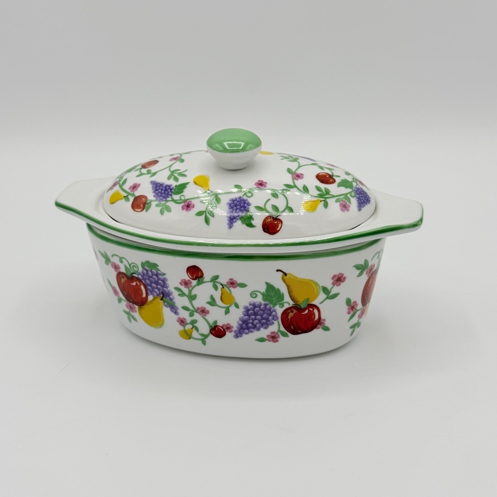Cook Street Butter Boat Covered Keeper Fruit On The Vine Design 3 Pieces 6"